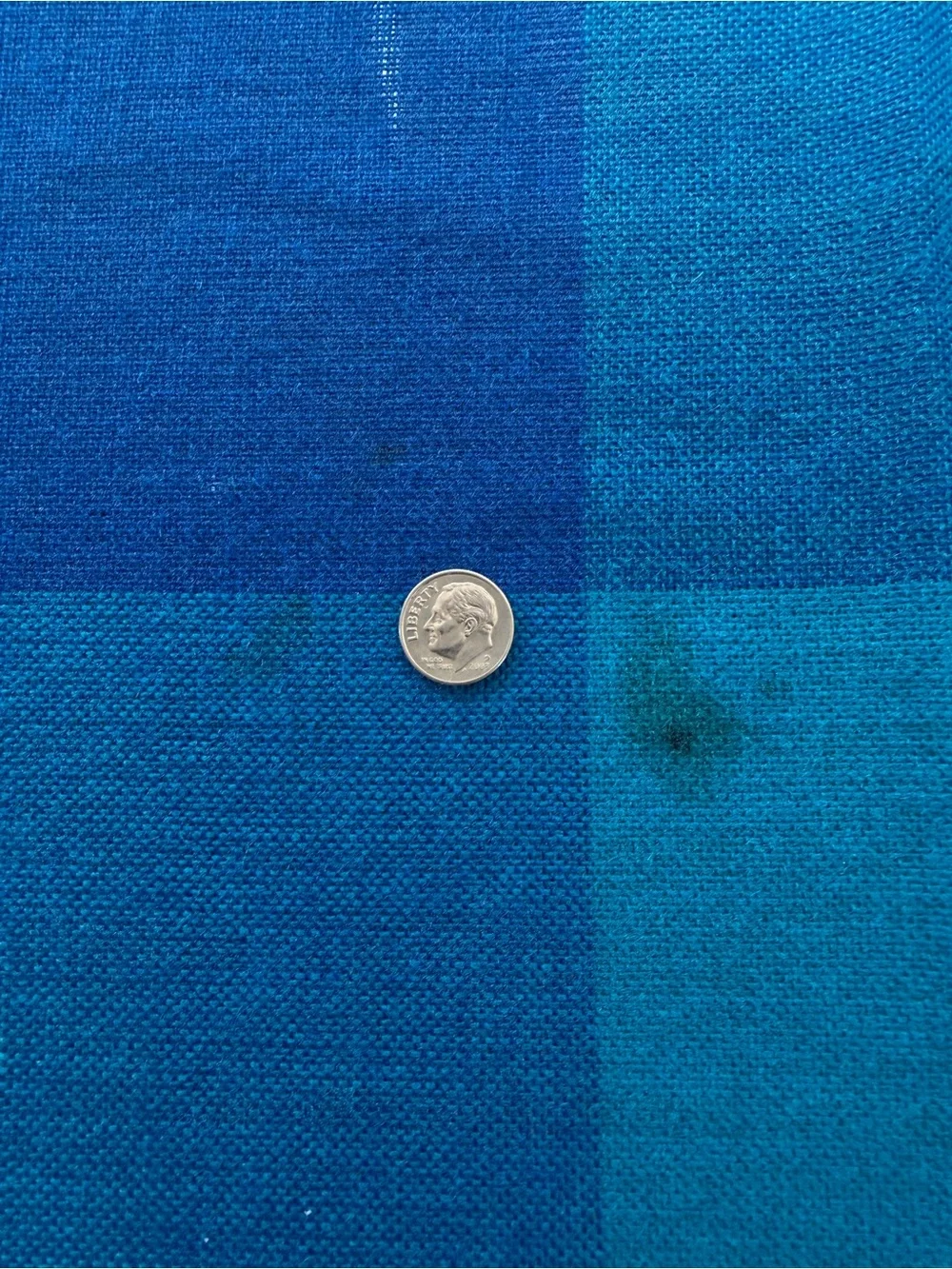 Vintage 1970s Almedahls Swedish Blue Plaid Jacquard Tablecloth 72x51